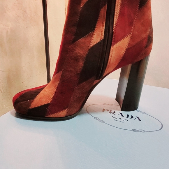 Prada Patchwork Suede Ankle Boots. - Picture 3 of 16